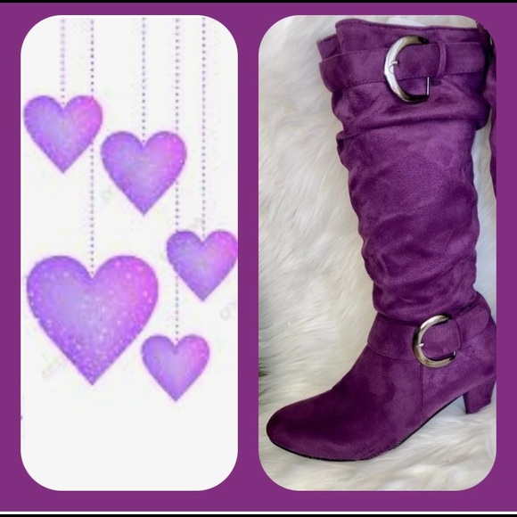 💋💋SUPER SOFT! 💋💋Vero Cuoio Purple Boots - Picture 2 of 8
